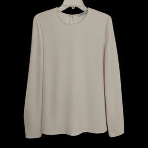 MM Lafleur Carrie Top Blouse Size Medium Alabaster Textured Long Sleeves